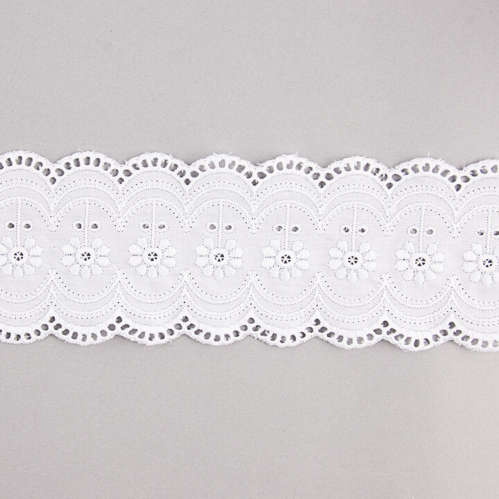 White Embroidered Batiste Trim Model 29128 – 75 mm - Ribes y Casals