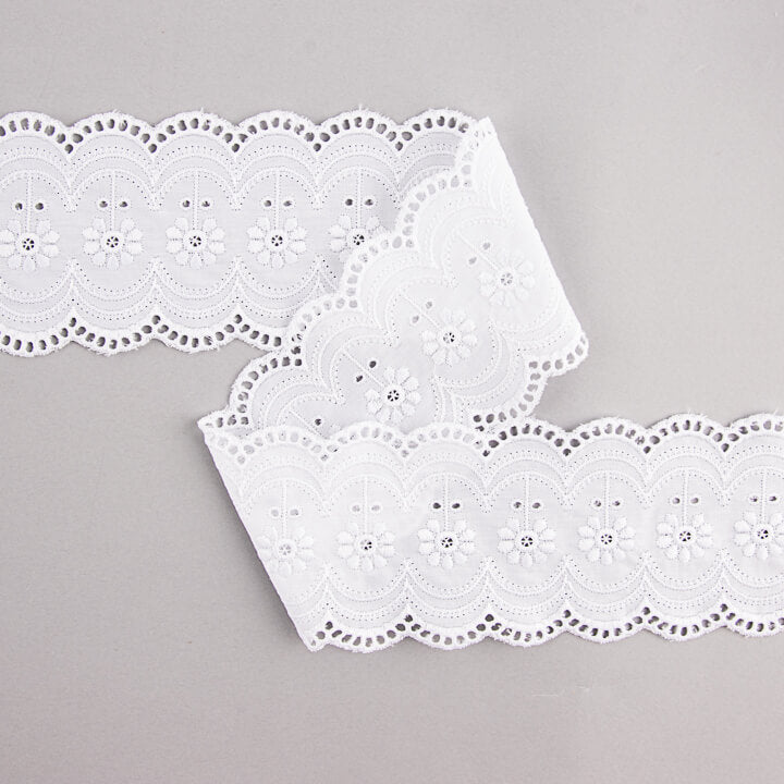 White Embroidered Batiste Trim Model 29128 – 75 mm - Ribes y Casals
