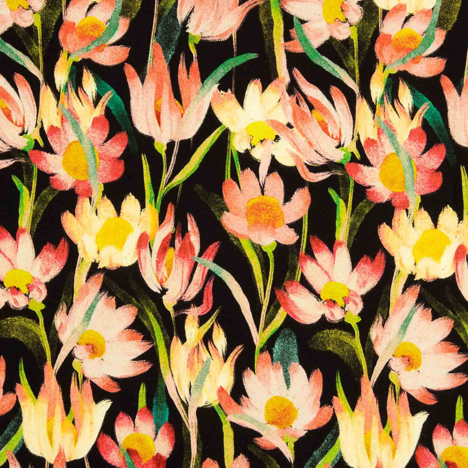 Viscose Crepe Printed with Night-Blooming Flowers - Ribes y Casals