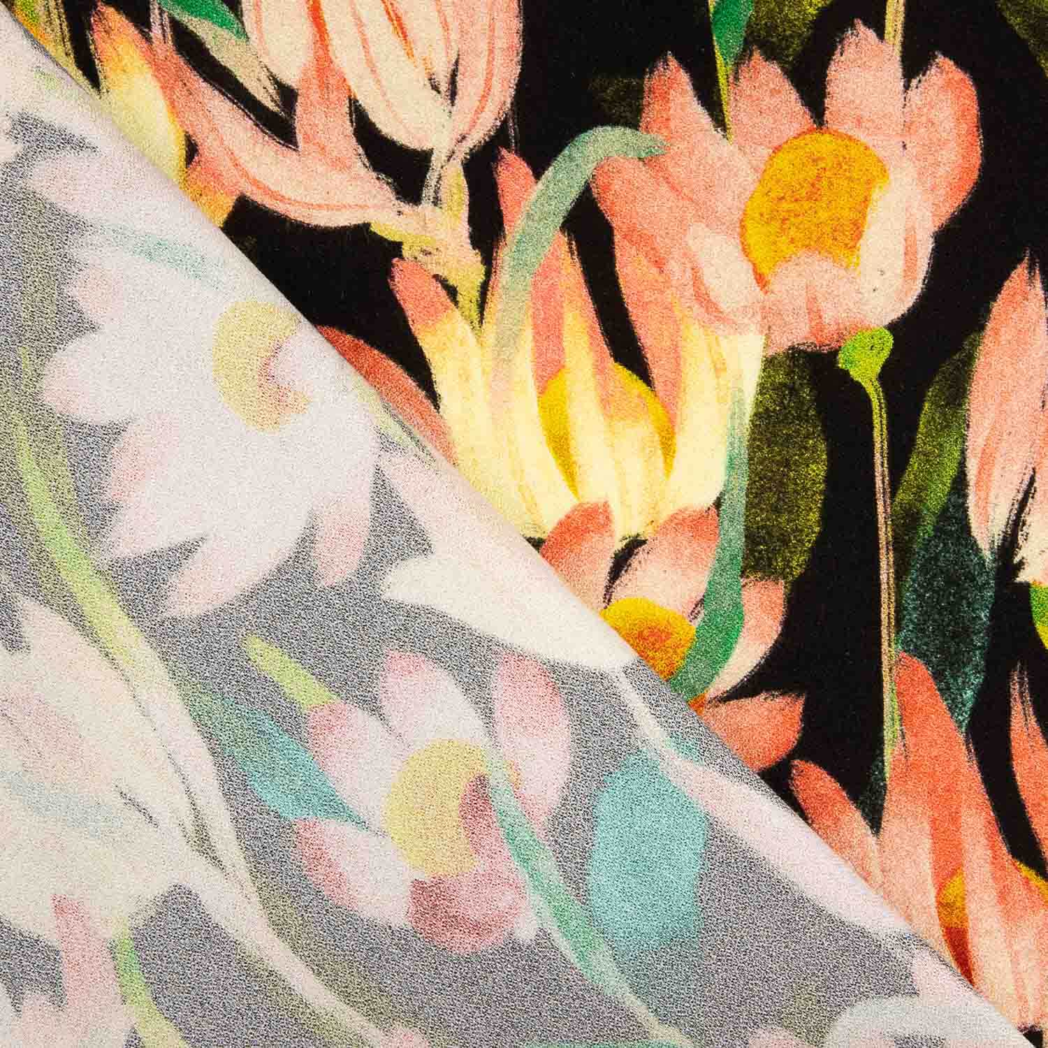 Viscose Crepe Printed with Night-Blooming Flowers - Ribes y Casals