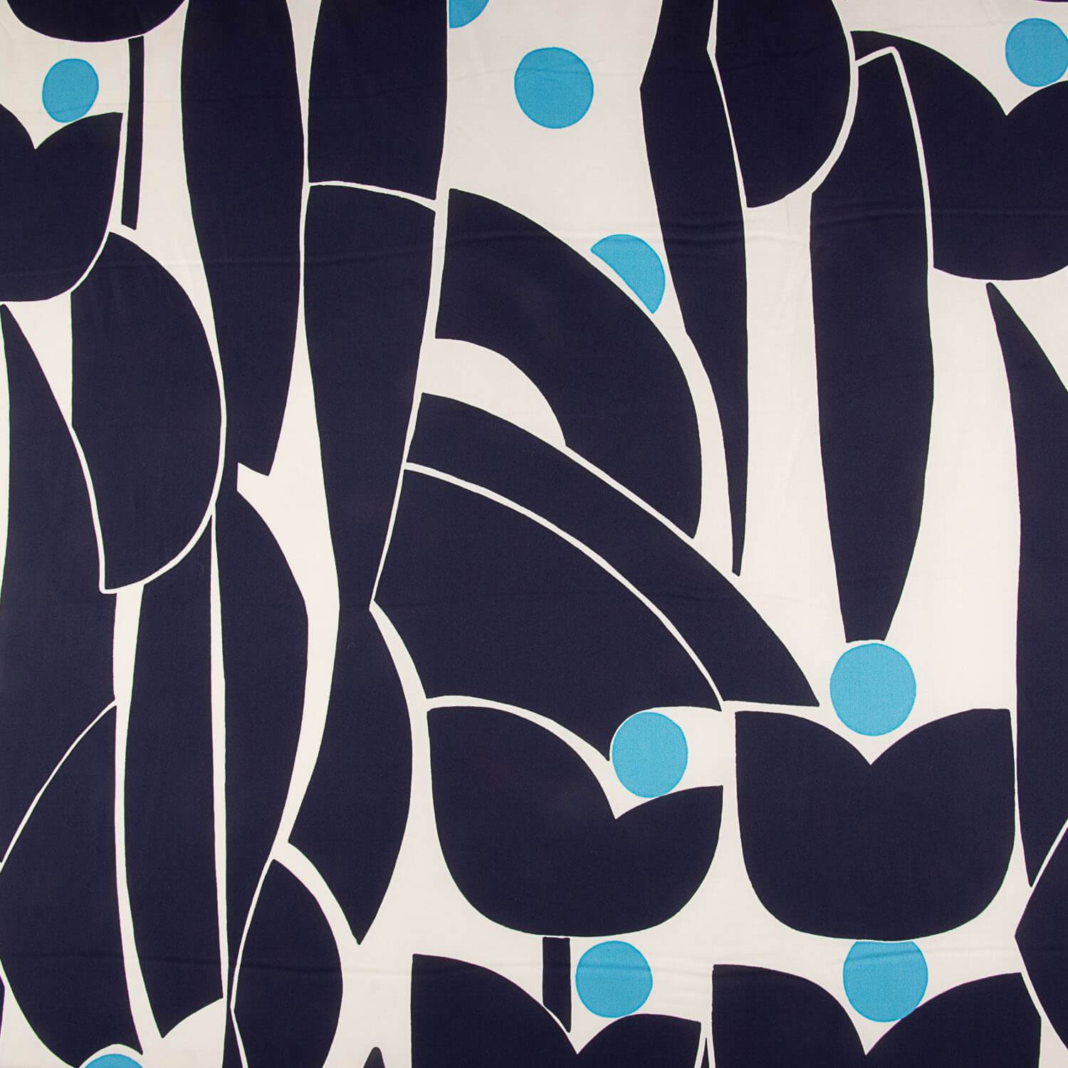 Blue Graphic Garden Viscose Satin - Ribes y Casals