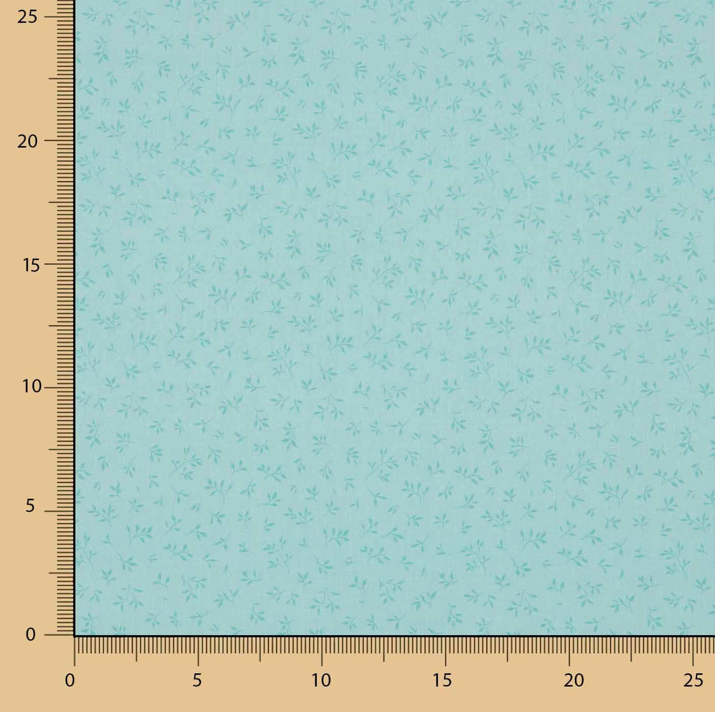 Turquoise Leaves Printed Calico - Ribes y Casals