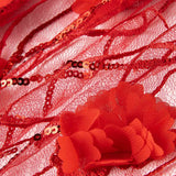 Red Tulle Embroidered with 3D Flowers and Sequins - Ribes y Casals