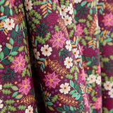 Burgundy Wild Garden Cotton Poplin - Ribes y Casals