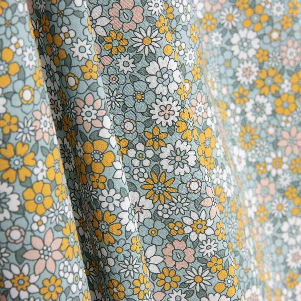 Mustard Vintage Floral Cotton Poplin - Ribes y Casals