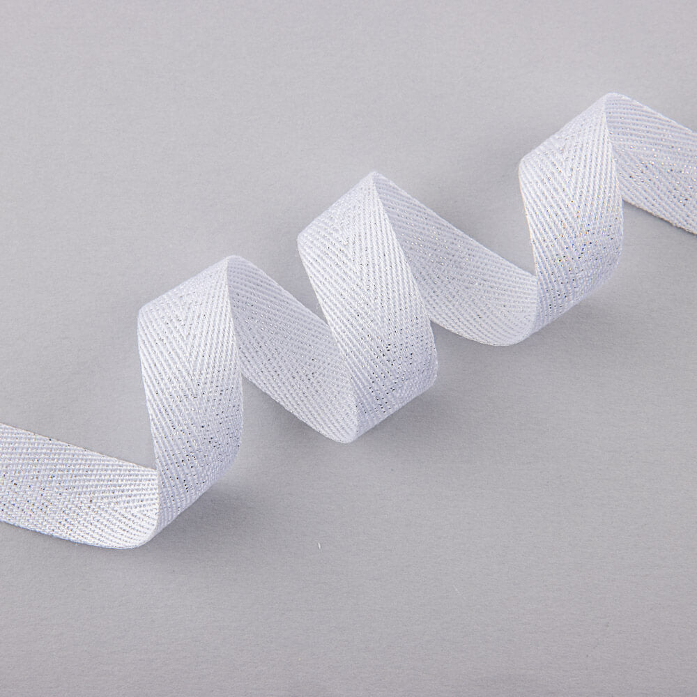 White Herringbone Ribbon Glitter - Ribes y Casals