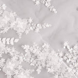 White Tulle Bridal Beading with 3D Flowers – Elegance - Ribes y Casals