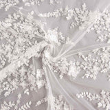 White Tulle Bridal Beading with 3D Flowers – Elegance - Ribes y Casals