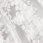 White Tulle Bridal Beading with 3D Flowers – Elegance - Ribes y Casals