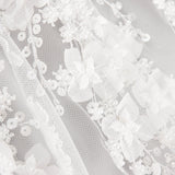 White Tulle Bridal Beading with 3D Flowers – Elegance - Ribes y Casals