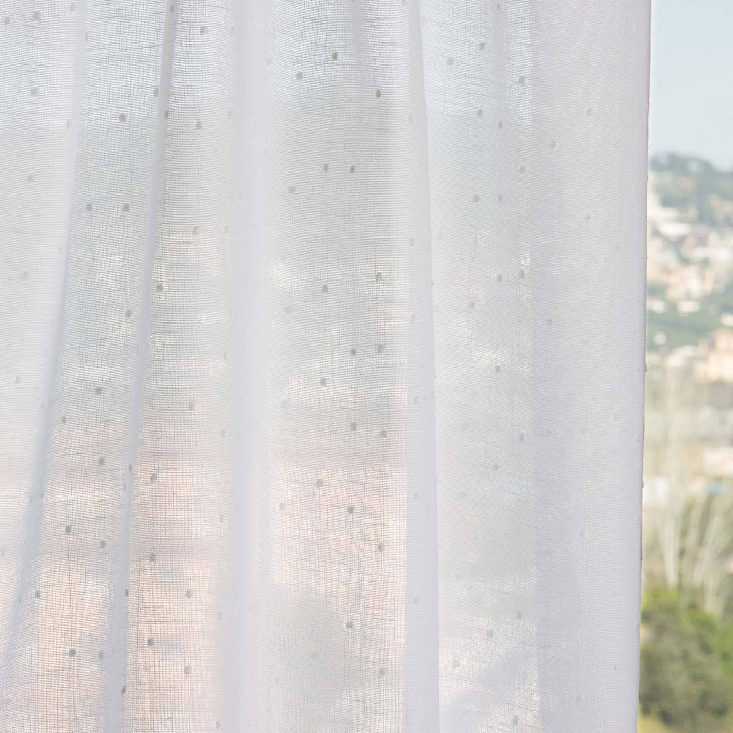 Natural White Plumeti Sheer Curtain - Ribes y Casals