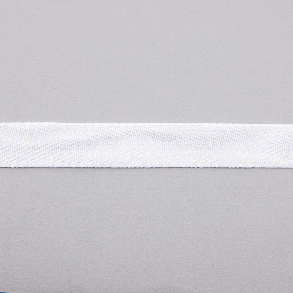 White Cotton Herringbone Ribbon - Ribes y Casals