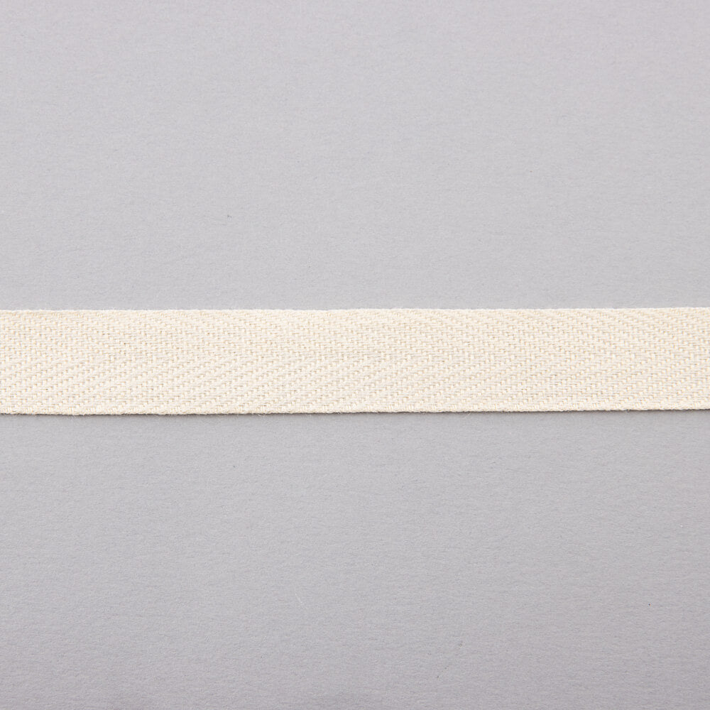 Ecru Cotton Herringbone Ribbon - Ribes y Casals