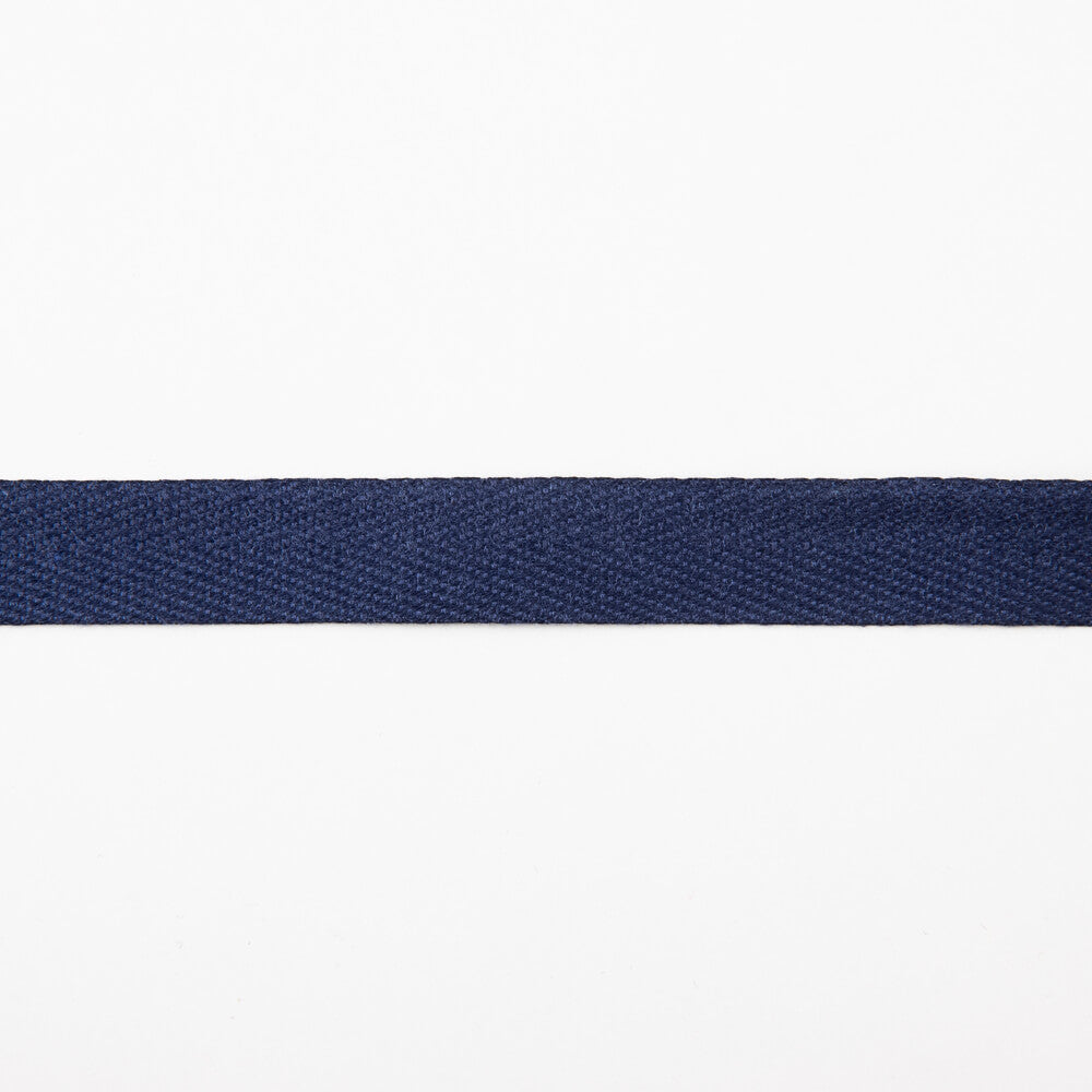Navy Cotton Herringbone Ribbon - Ribes y Casals