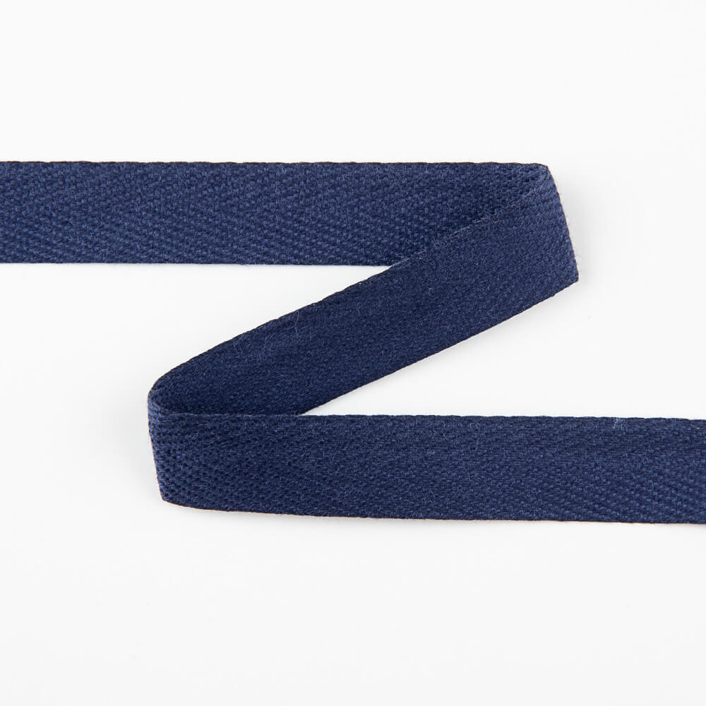 Navy Cotton Herringbone Ribbon - Ribes y Casals