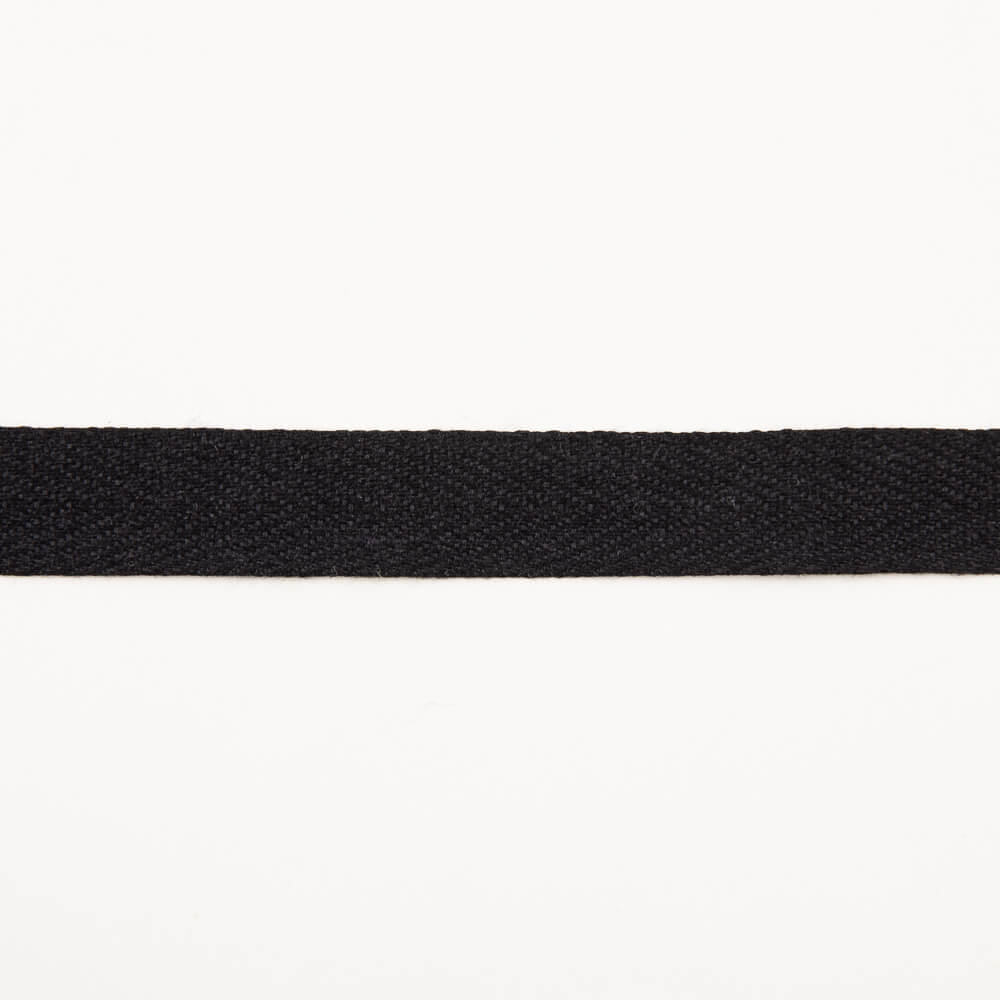 Black Cotton Herringbone Ribbon - Ribes y Casals