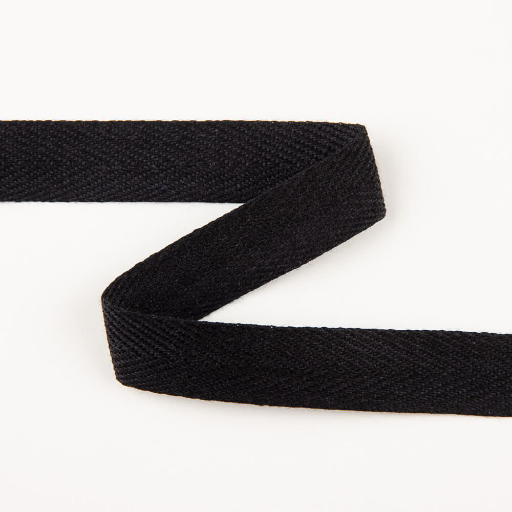 Black Cotton Herringbone Ribbon - Ribes y Casals