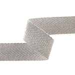 30 mm Grey Cotton Herringbone Ribbon - Ribes y Casals