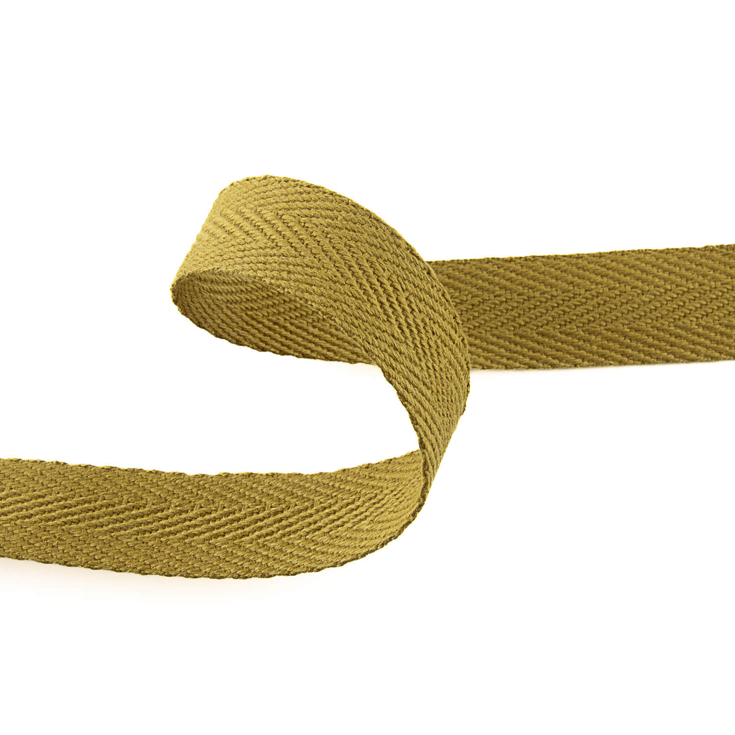 30 mm Ochre Cotton Herringbone Ribbon - Ribes y Casals