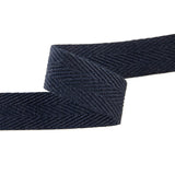 30 mm Navy Blue Cotton Herringbone Ribbon - Ribes y Casals