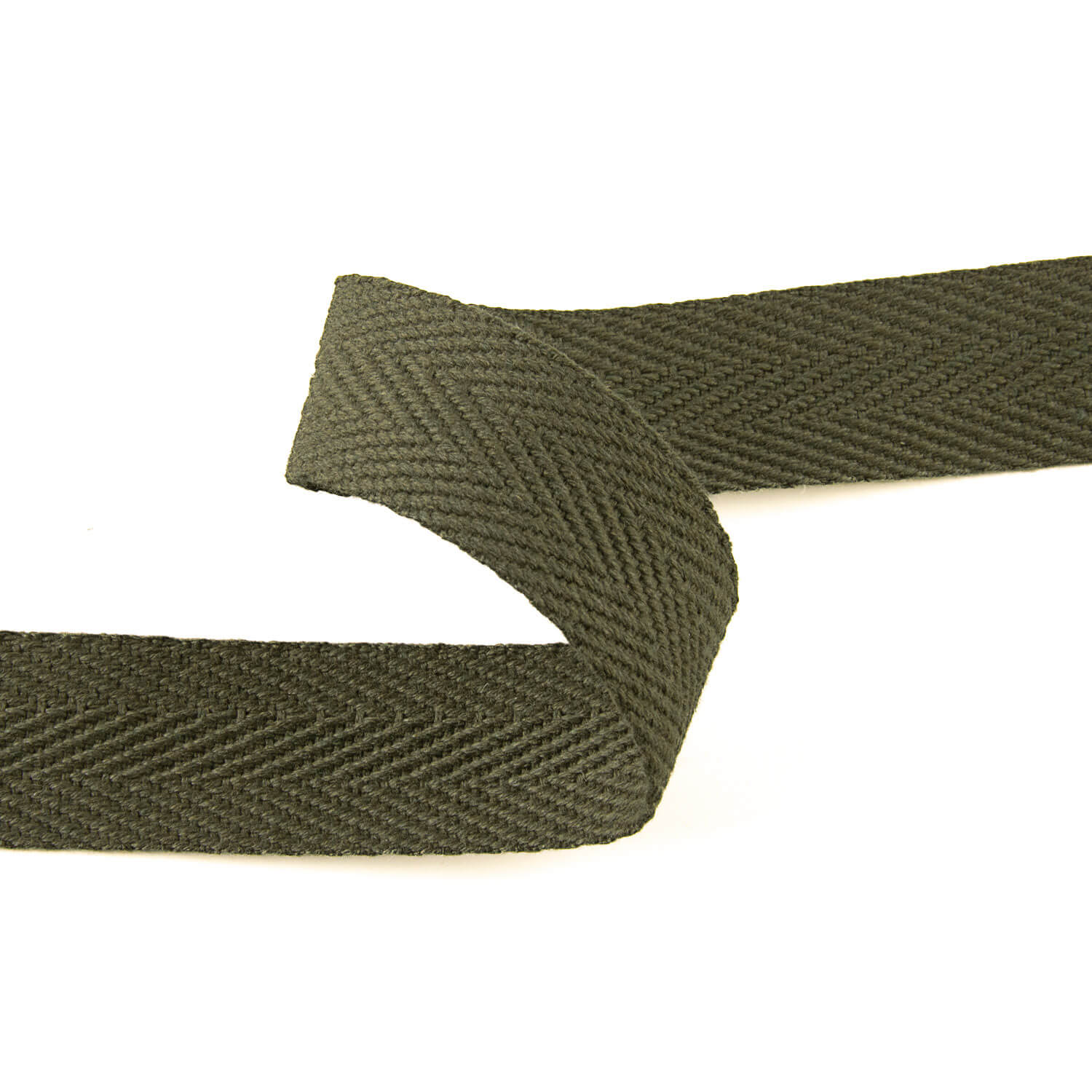 30 mm Khaki Green Cotton Herringbone Ribbon - Ribes y Casals
