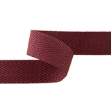 30 mm Maroon Cotton Herringbone Ribbon - Ribes y Casals
