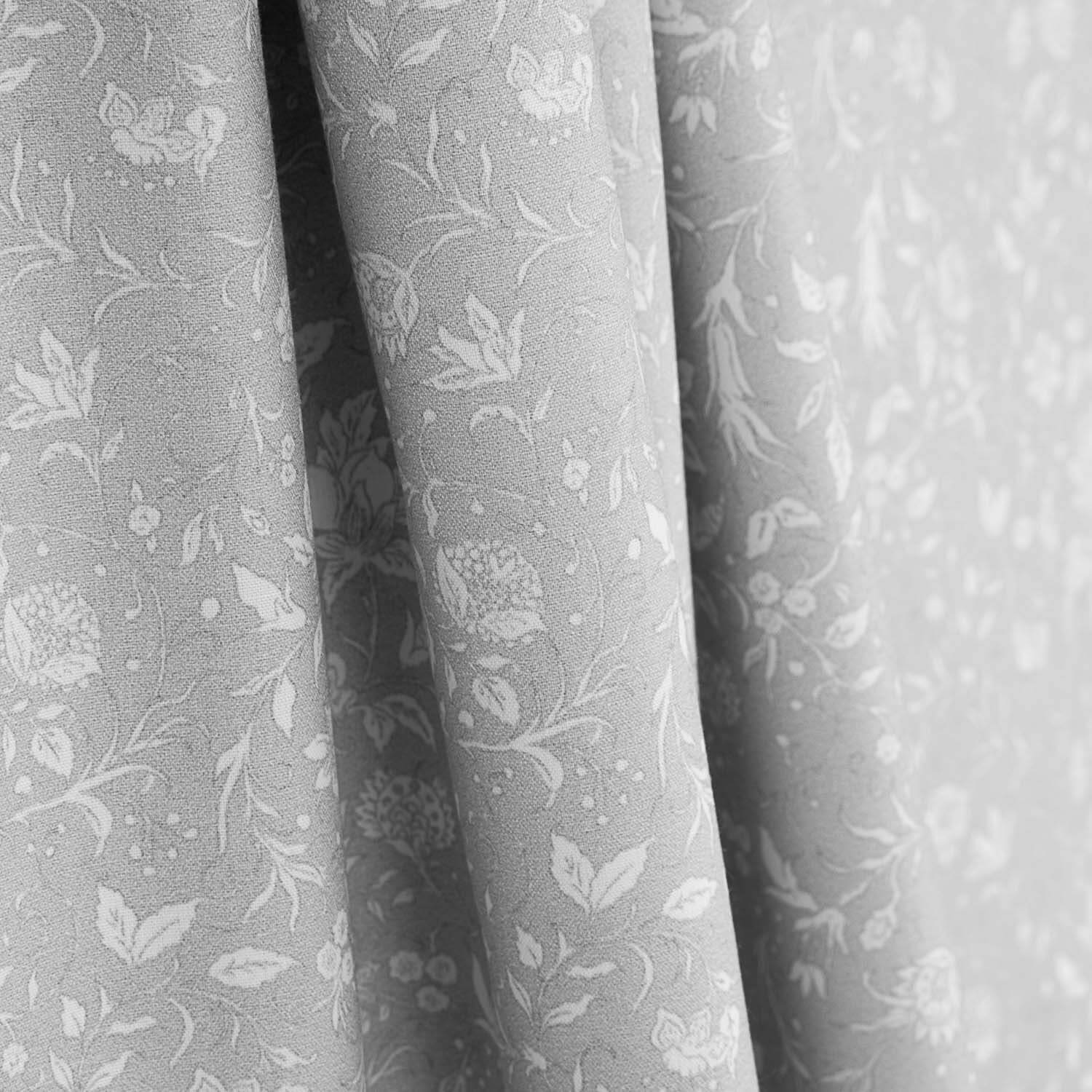 Block Flowers grey printed percale - Ribes y Casals