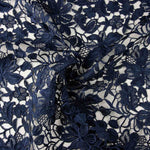 Navy Blue Floral Guipure Lace - Ribes y Casals