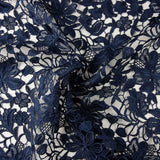 Navy Blue Floral Guipure Lace - Ribes y Casals