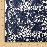 Navy Blue Floral Guipure Lace - Ribes y Casals