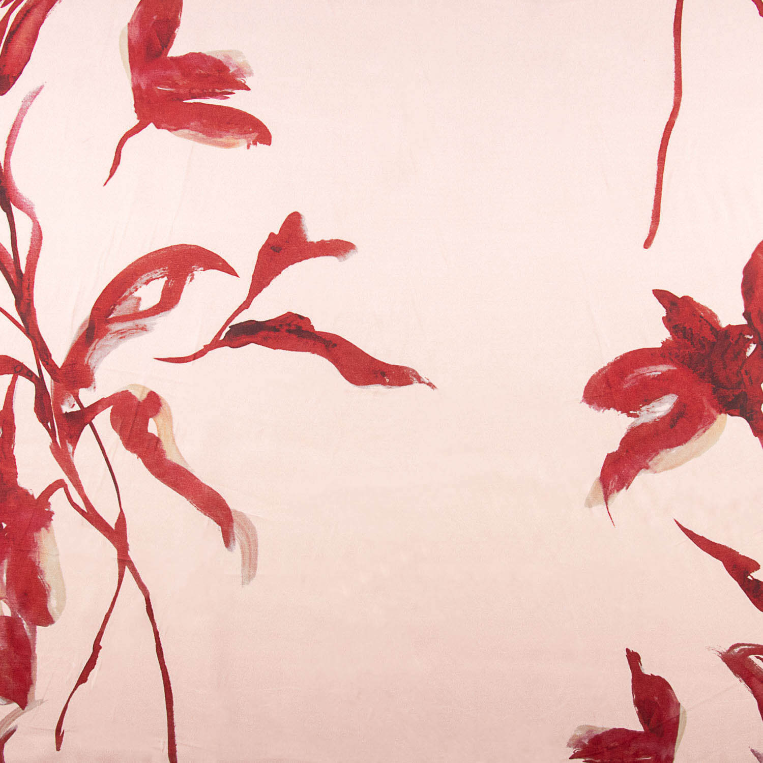 Red Watercolour Floral Print Viscose Satin - Ribes y Casals