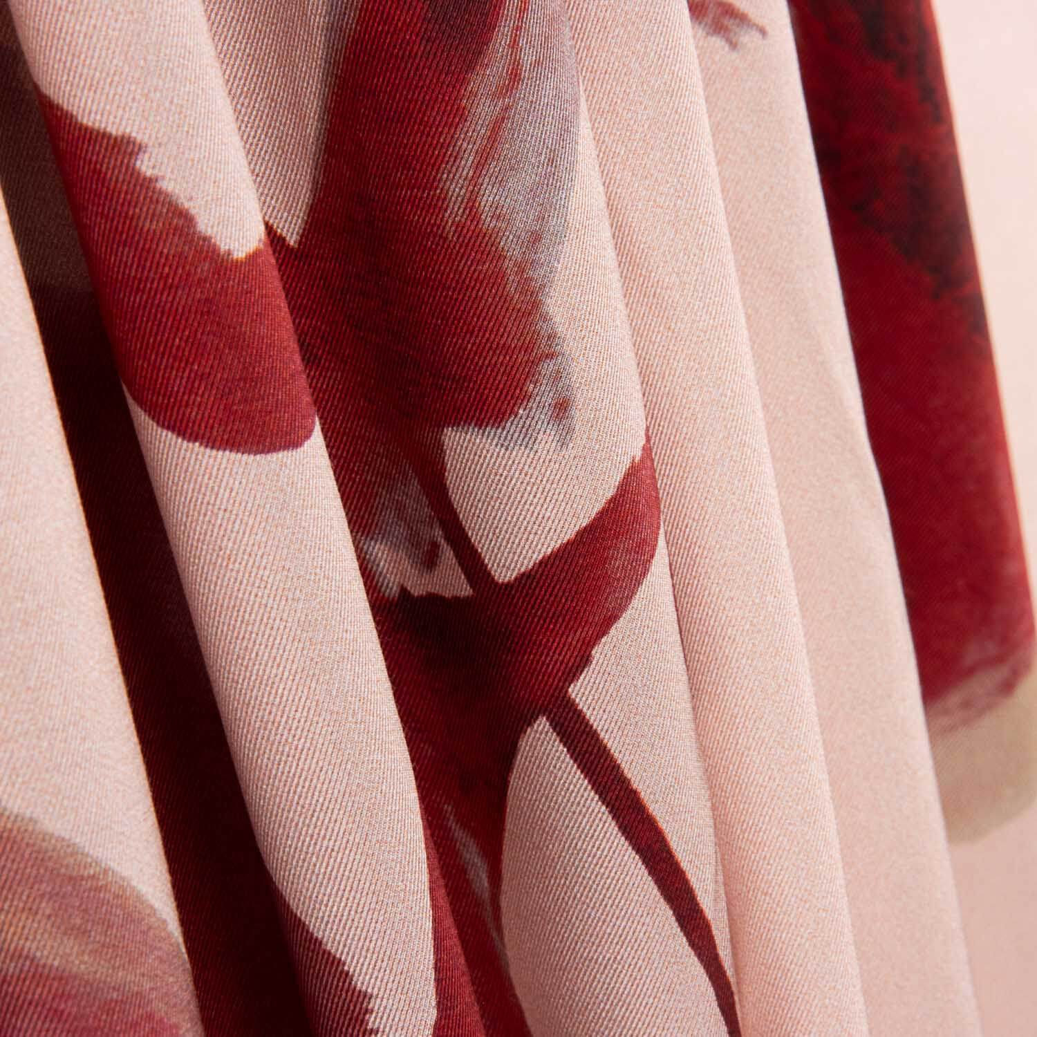 Red Watercolour Floral Print Viscose Satin - Ribes y Casals