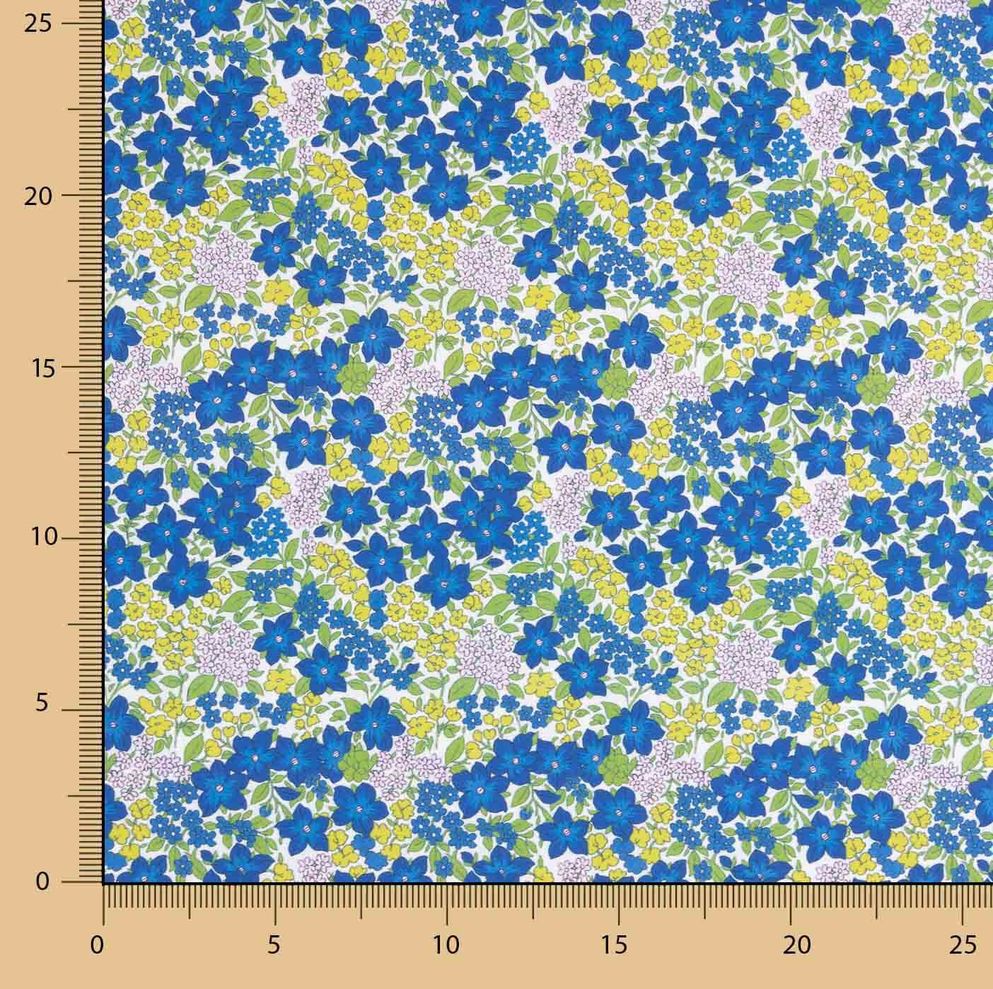 Intense Blue Floral Print Percale - Ribes y Casals