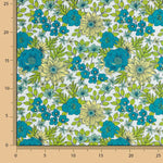 Fresh Turquoise Floral Print Calico - Ribes y Casals