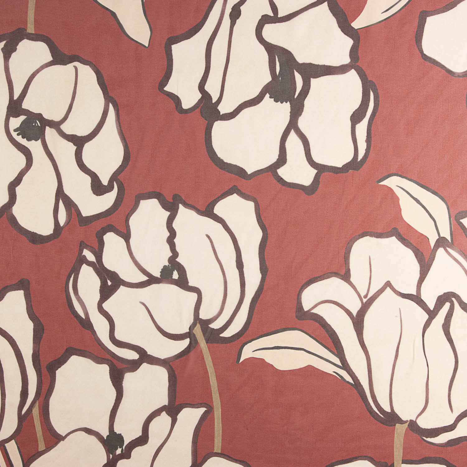 Terracotta Magnolia Printed Bambula Gauze - Ribes y Casals