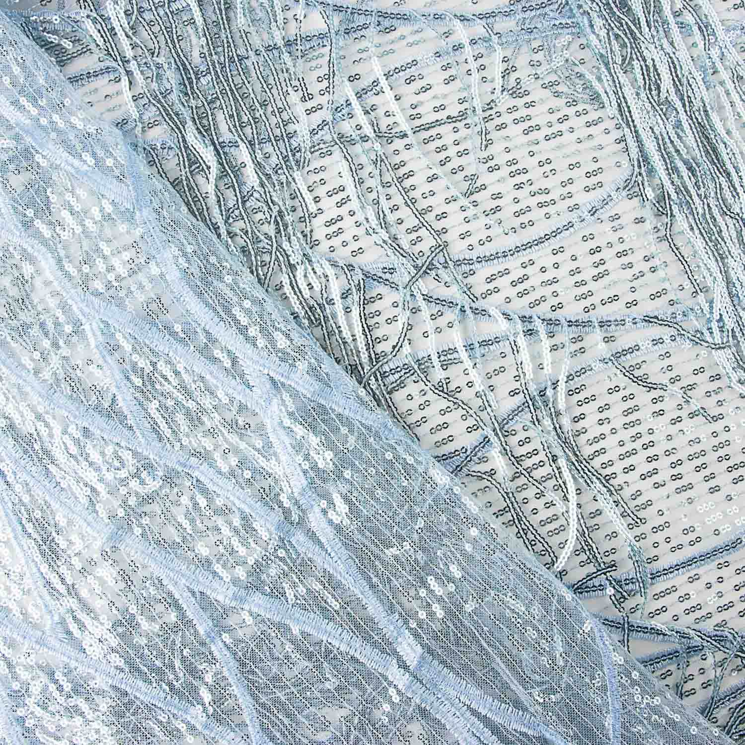 Soft Blue Tulle with Sequins and Fringes - Ribes y Casals