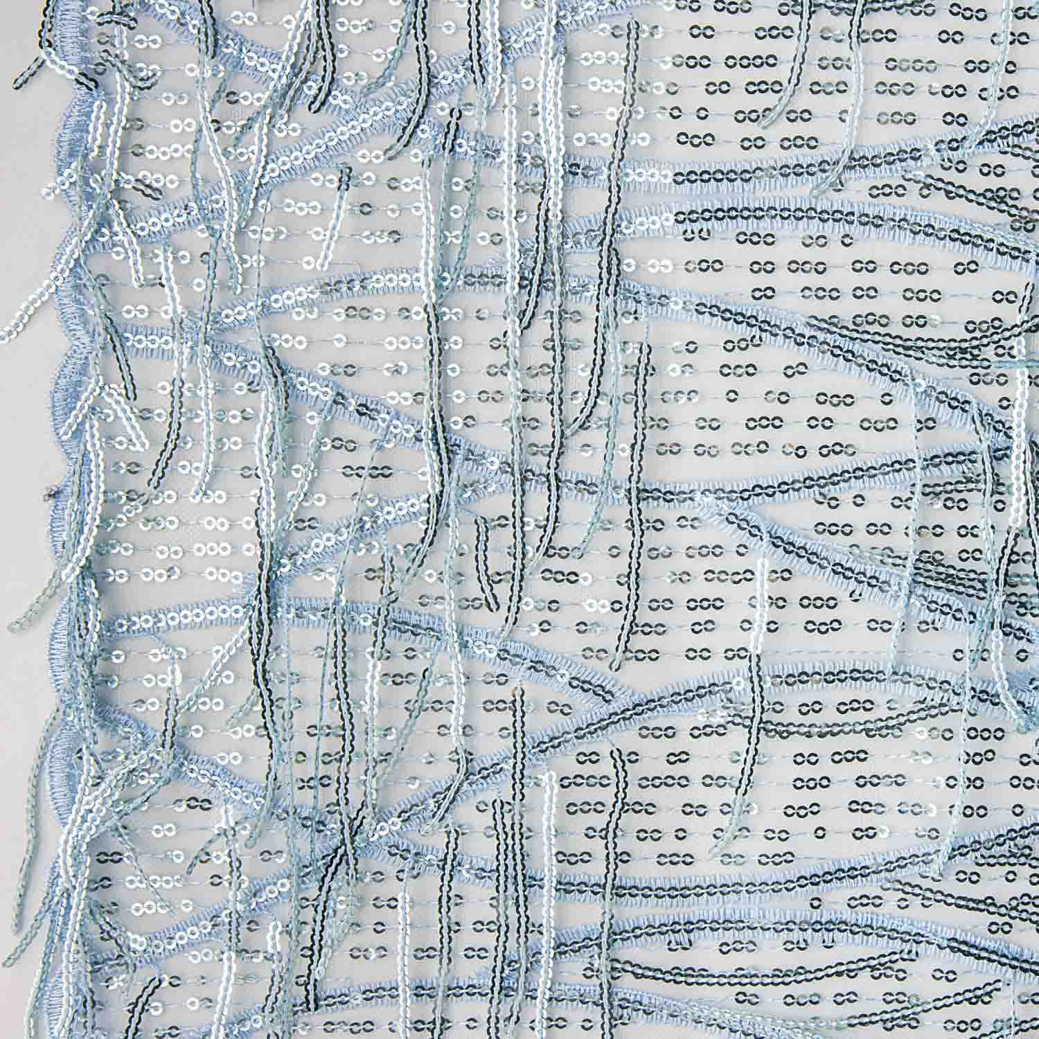 Soft Blue Tulle with Sequins and Fringes - Ribes y Casals