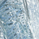 Soft Blue Tulle with Sequins and Fringes - Ribes y Casals