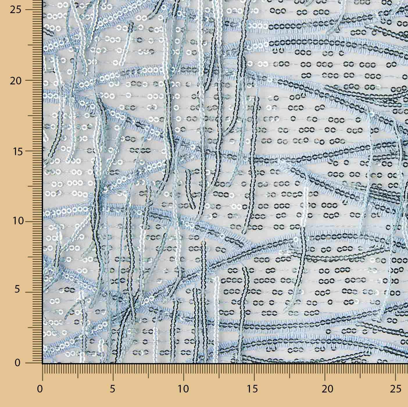 Soft Blue Tulle with Sequins and Fringes - Ribes y Casals