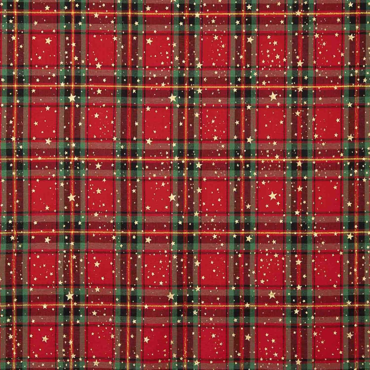 Christmas Tartan y Gold Stars Cotton Poplin - Ribes y Casals