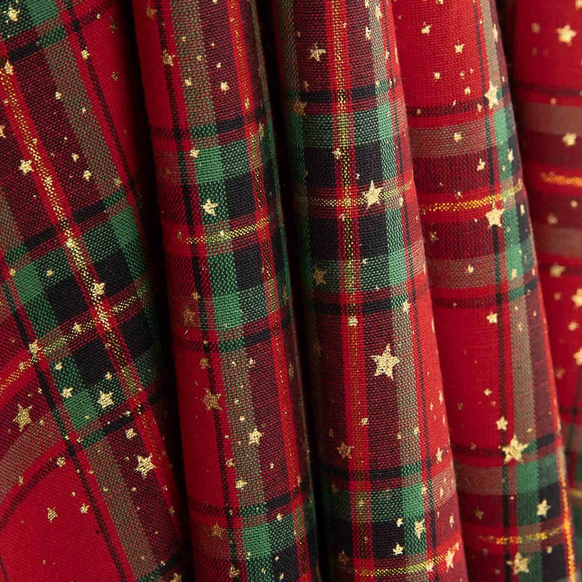 Christmas Tartan y Gold Stars Cotton Poplin - Ribes y Casals
