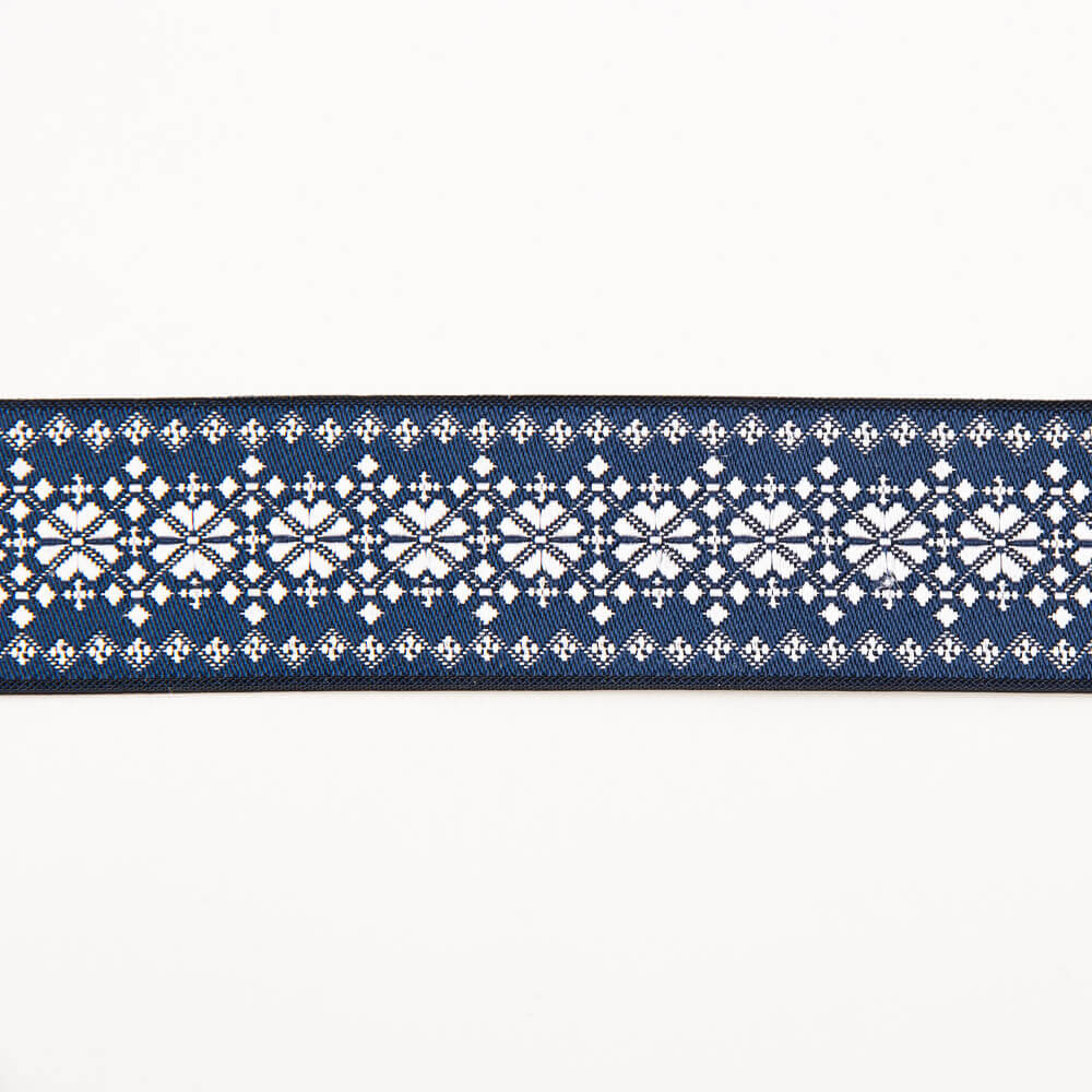 Navy Jacquard Fantasy Ribbon - Ribes y Casals