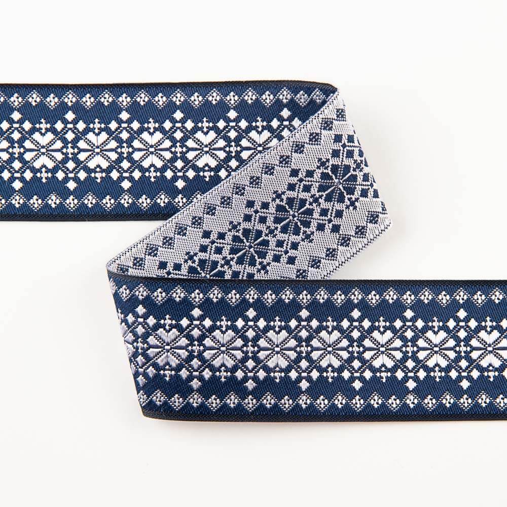Navy Jacquard Fantasy Ribbon - Ribes y Casals