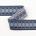 Navy Jacquard Fantasy Ribbon - Ribes y Casals