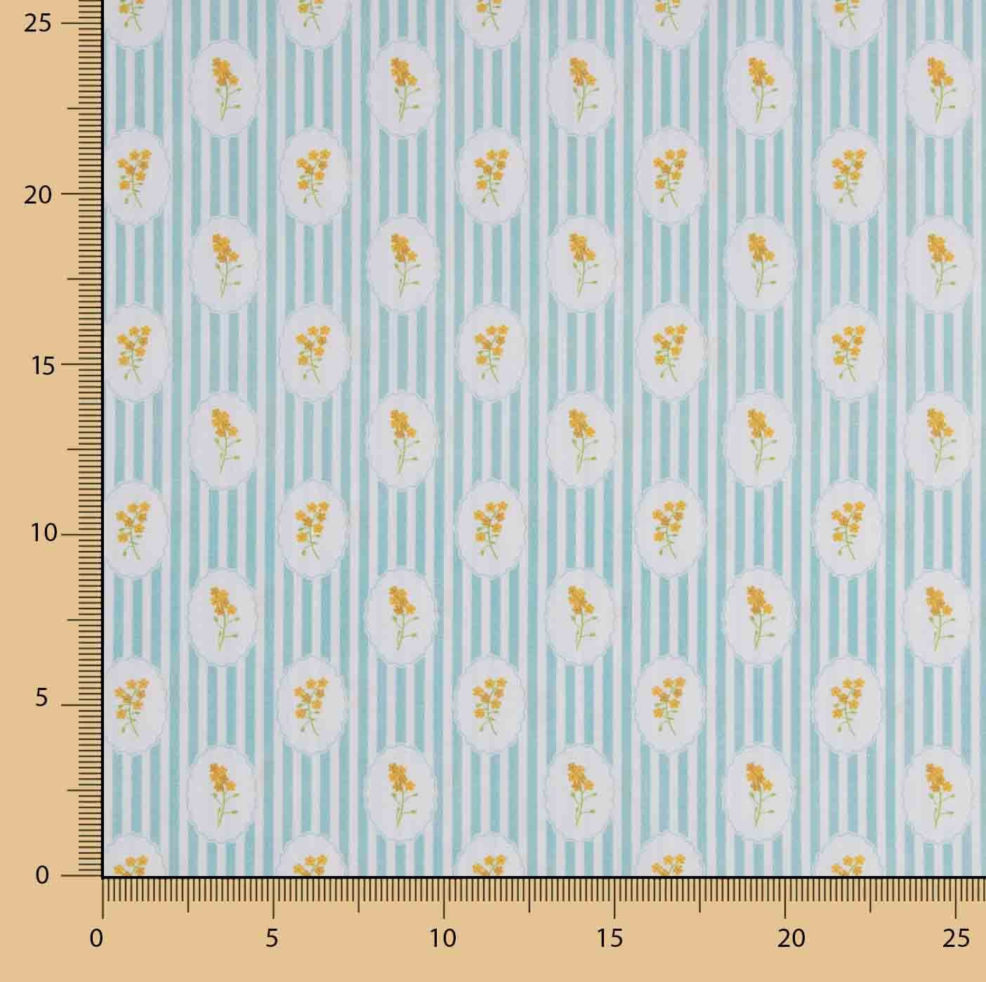 Green Water Floral Medallion Printed Calico - Ribes y Casals