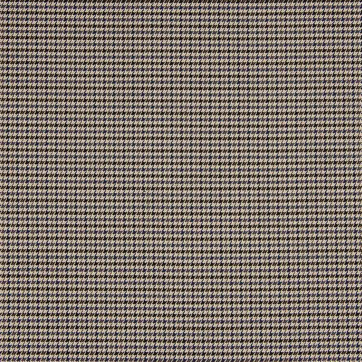 Wool-viscose blend, houndstooth pattern, brown and blue - Ribes y Casals