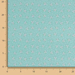 White and Aqua Green Bouquet Print Calico - Ribes y Casals
