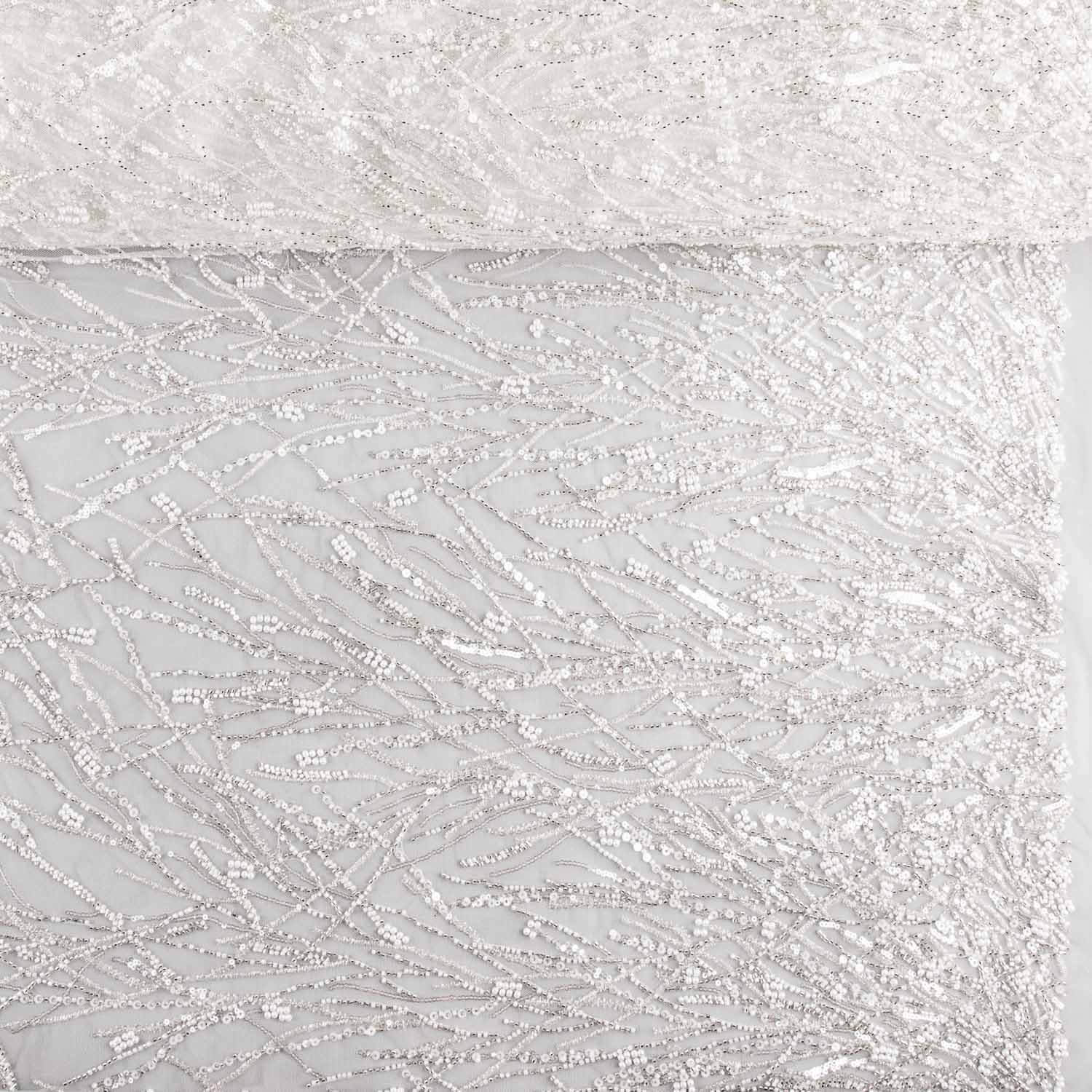 White Tulle Bridal Beading with Gradient Branches – Elegance - Ribes y Casals