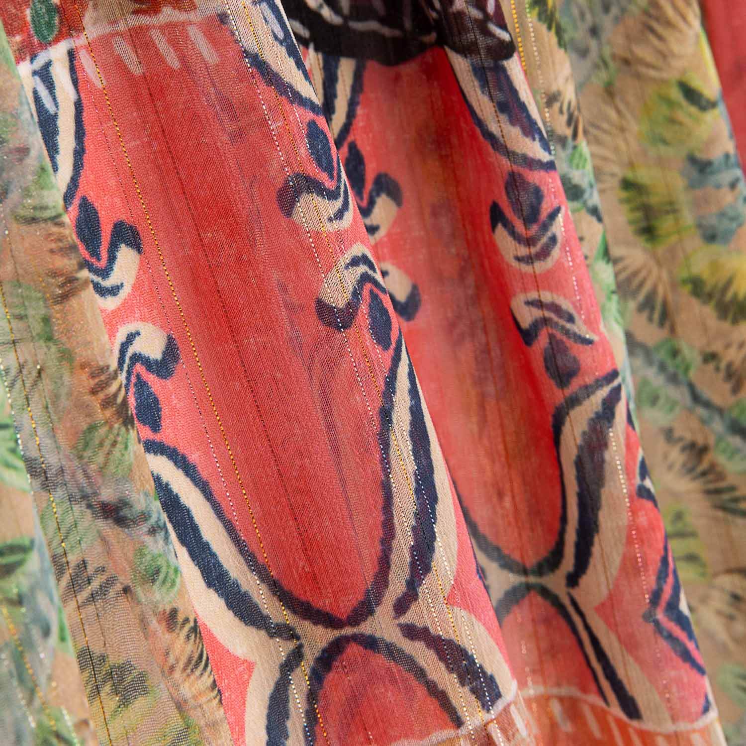 Boho Coralia Printed Lurex Gauze Patchwork - Ribes y Casals