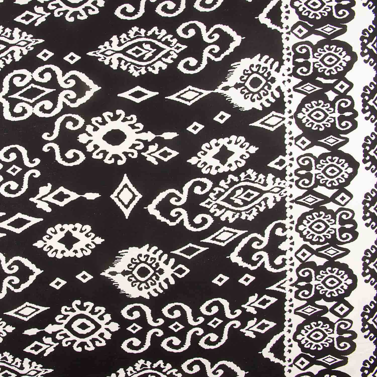 Ethnic-print viscose remnant with black border - Various lengths x 140 cm wide - Ribes y Casals